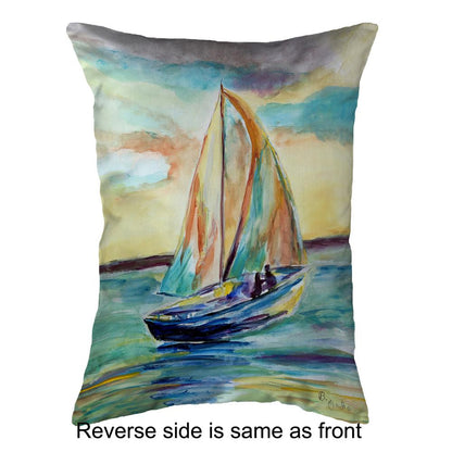 Teal Sailboat Small Noncorded Pillow 11x14