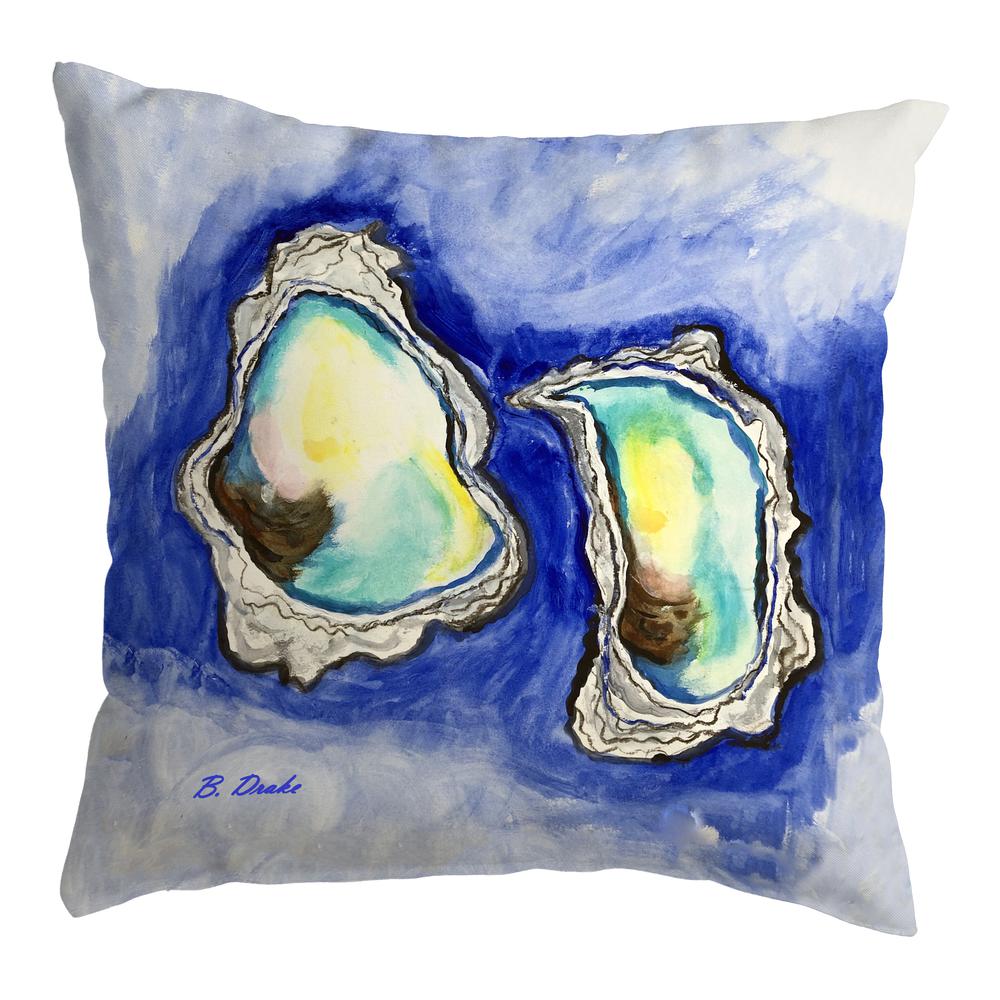Aqua Oysters Small Noncorded Pillow 12x12