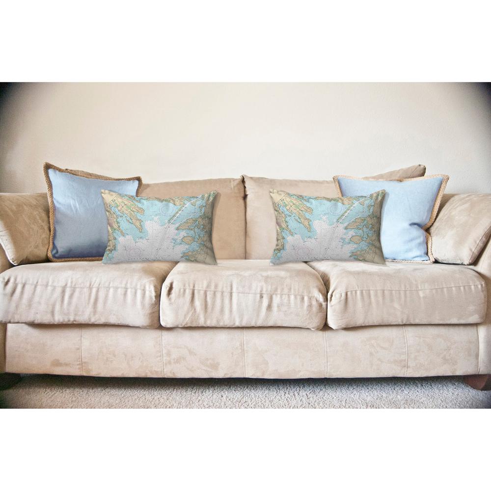 Cape Cod, MA Nautical Map Noncorded Indoor/Outdoor Pillow 11x14