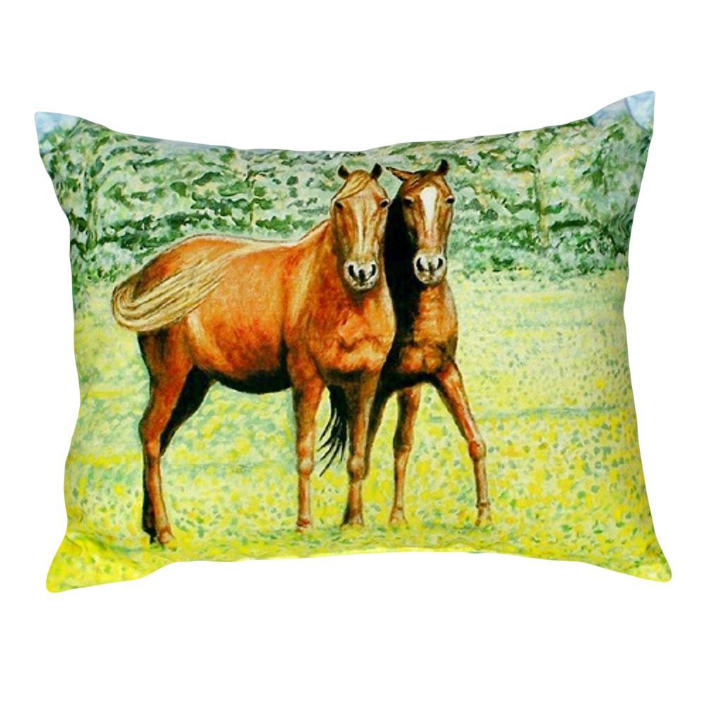 Two Horses No Cord Pillow 16x20