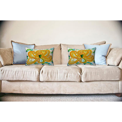 Orange Octopus No Cord Pillow 16x20