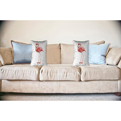 Flamingo White Background Noncorded Indoor/Outdoor Pillow 16x20