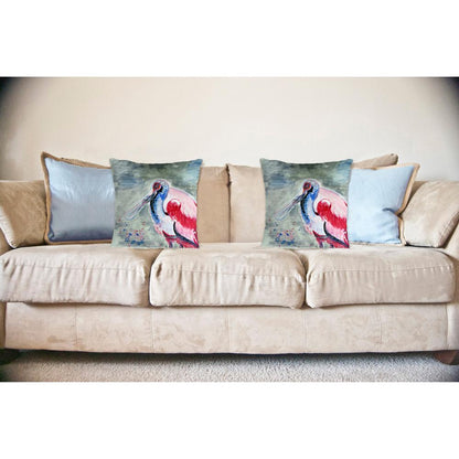 Amelia Spoonbill Noncorded Indoor/Outdoor Pillow 18x18