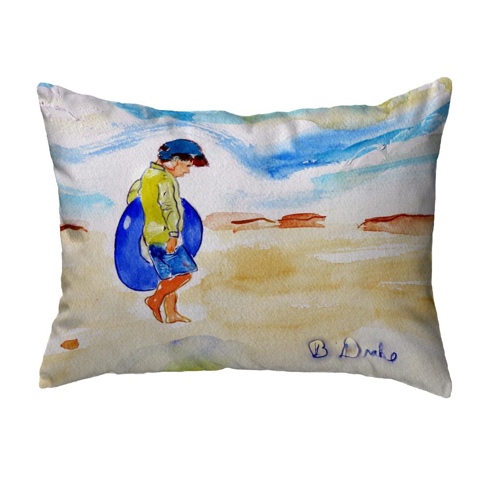 Boy & Innertube Noncorded Indoor/Outdoor Pillow 16x20