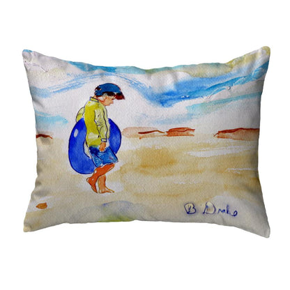Boy & Innertube Noncorded Indoor/Outdoor Pillow 16x20