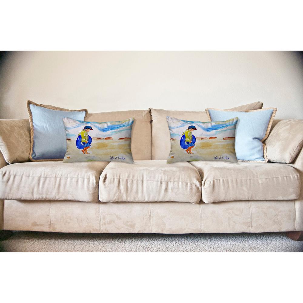 Boy & Innertube Noncorded Indoor/Outdoor Pillow 16x20