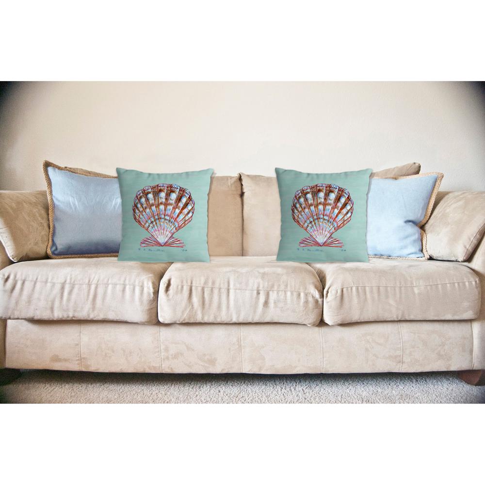 Scallop Shell - Teal No Cord Pillow 18x18