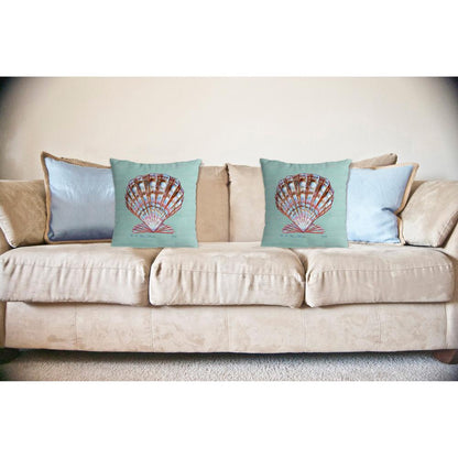 Scallop Shell - Teal No Cord Pillow 18x18