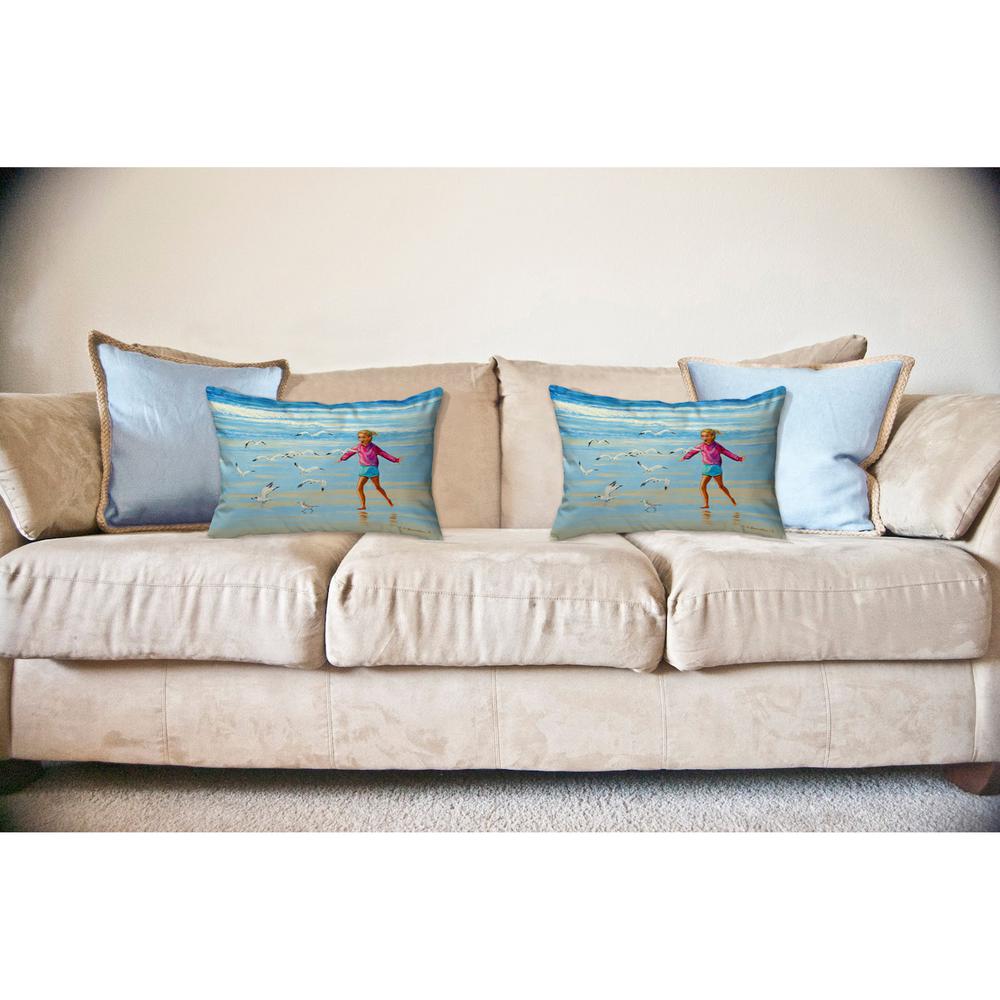 Chasing Gulls No Cord Pillow 16x20