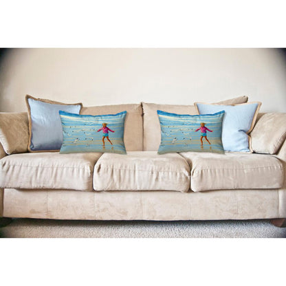 Chasing Gulls No Cord Pillow 16x20