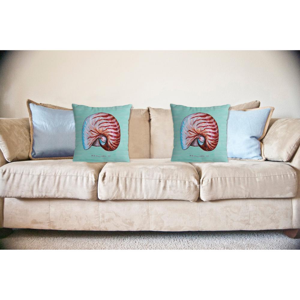Nautilus Shell - Teal No Cord Pillow 18x18