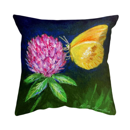 Sulphur Butterfly & Clover Large Noncorded Pillow 18x18