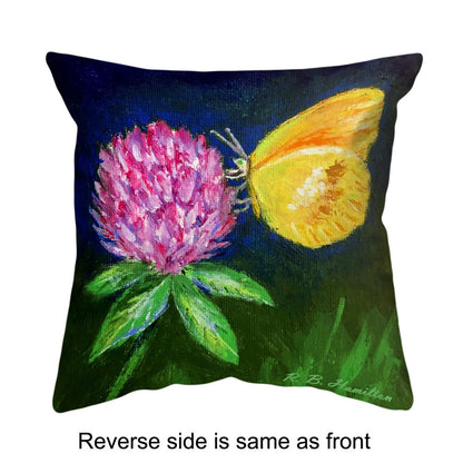 Sulphur Butterfly & Clover Large Noncorded Pillow 18x18