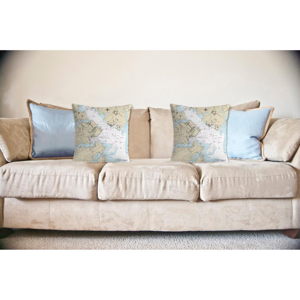 Annapolis - USNA, MD Nautical Map Noncorded Indoor/Outdoor Pillow 18x18