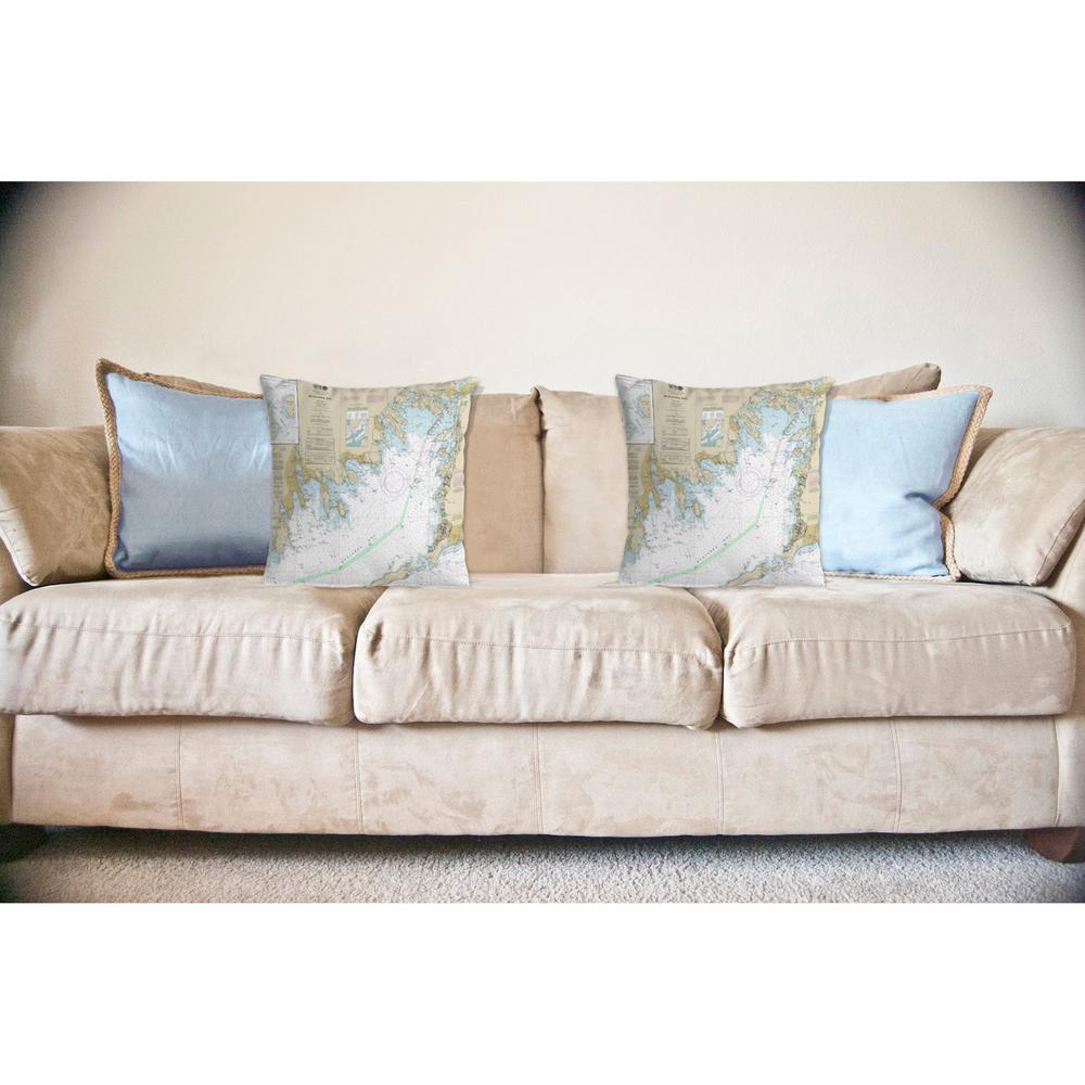Buzzards Bay, MA Nautical Map Noncorded Indoor/Outdoor Pillow 18x18