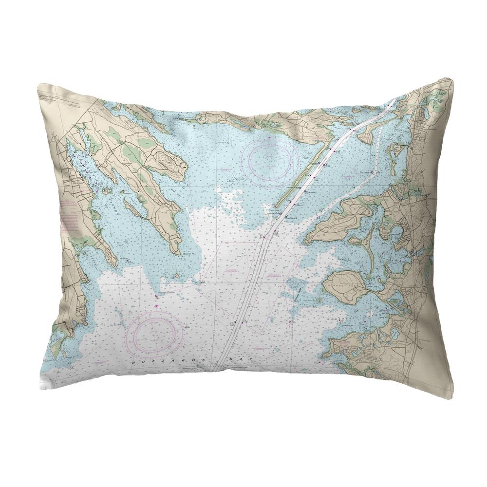 Cape Cod, MA Nautical Map Noncorded Indoor/Outdoor Pillow 16x20