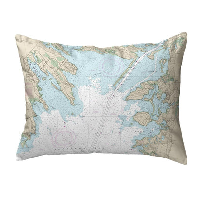 Cape Cod, MA Nautical Map Noncorded Indoor/Outdoor Pillow 16x20