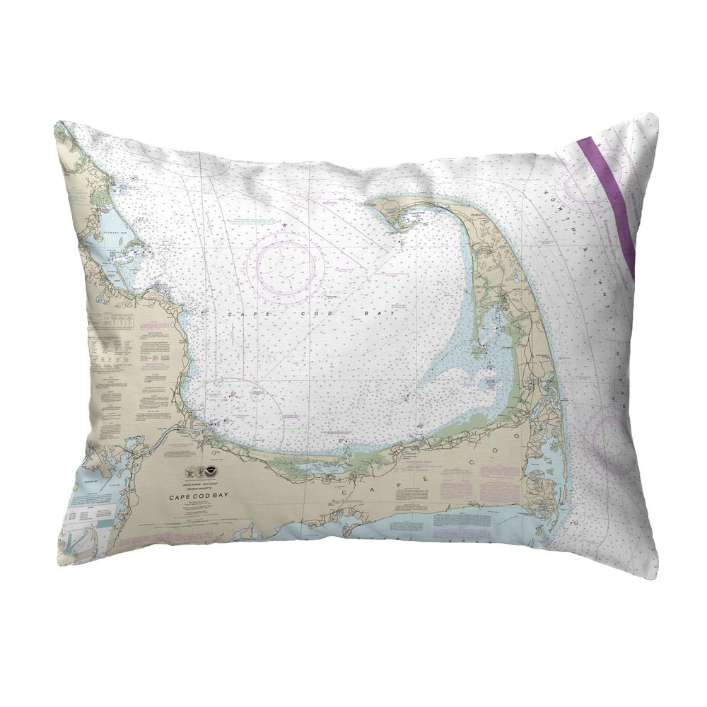 Cape Cod Bay, MA Nautical Map Noncorded Indoor/Outdoor Pillow 16x20