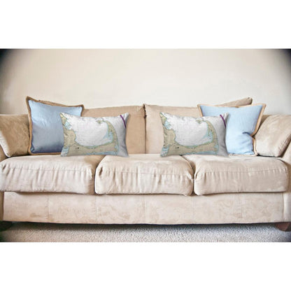 Cape Cod Bay, MA Nautical Map Noncorded Indoor/Outdoor Pillow 16x20