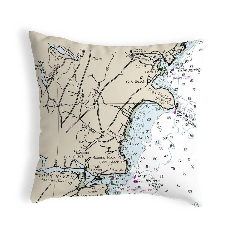 Cape Neddick, ME Nautical Map Noncorded Indoor/Outdoor Pillow 18x18