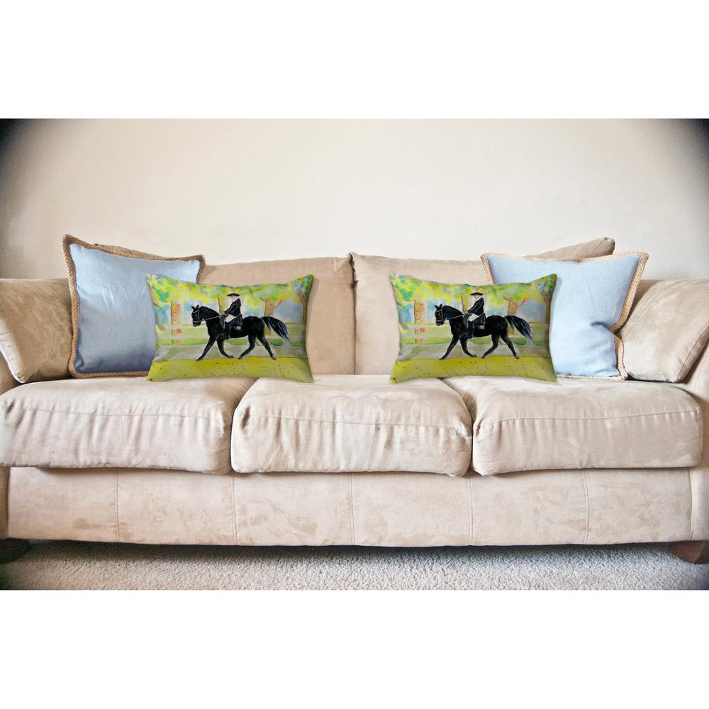 Black Horse & Rider No Cord Pillow 16x20
