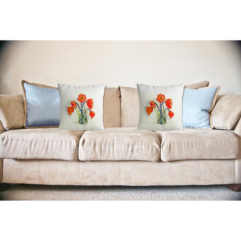 Poppies in Vase No Cord Pillow 18x18