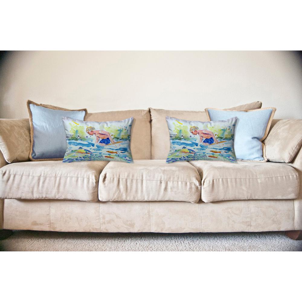 Boy & Fish No Cord Pillow 18x18