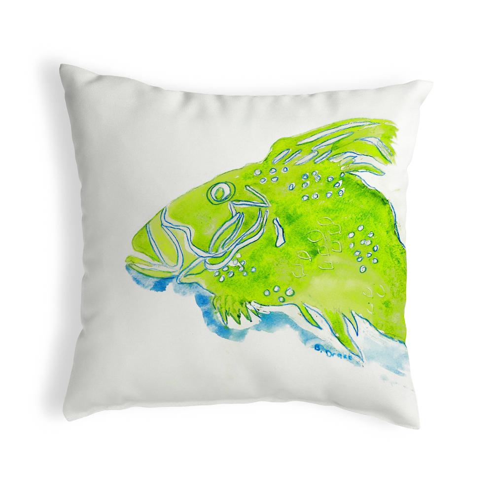 Green Fish No Cord Pillow 18x18