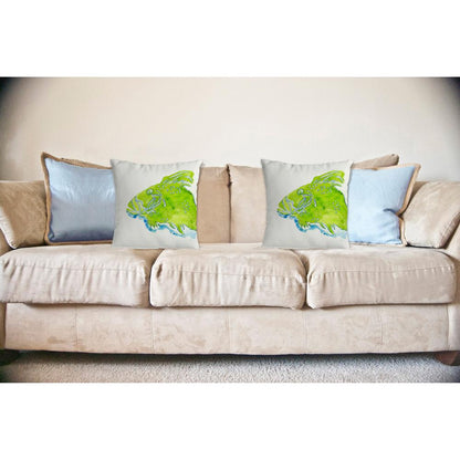 Green Fish No Cord Pillow 18x18