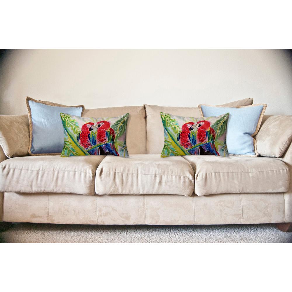 Two Parrots No Cord Pillow 16x20