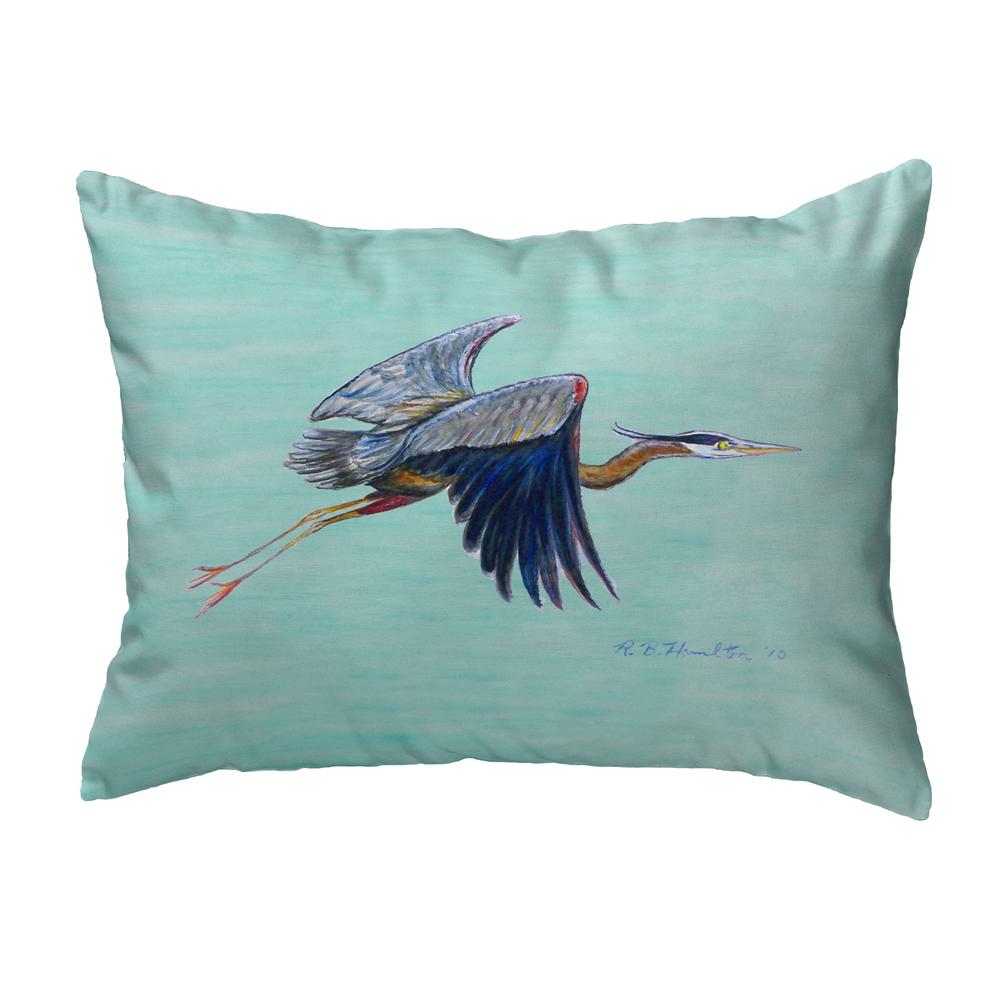 Flying Blue Heron - Teal No Cord Pillow 16x20