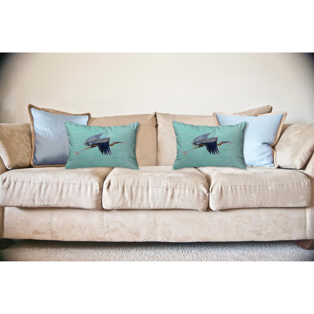 Flying Blue Heron - Teal No Cord Pillow 16x20