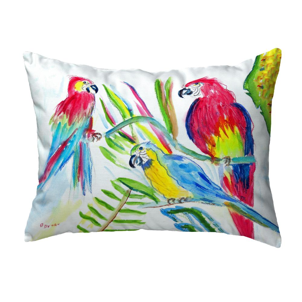 Three Parrots No Cord Pillow 16x20