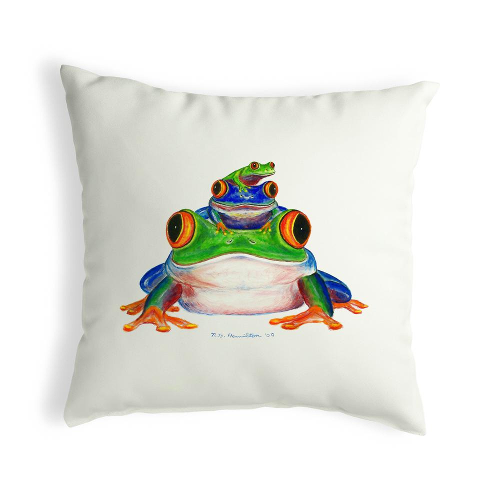 Stacked Frogs No Cord Pillow 18x18