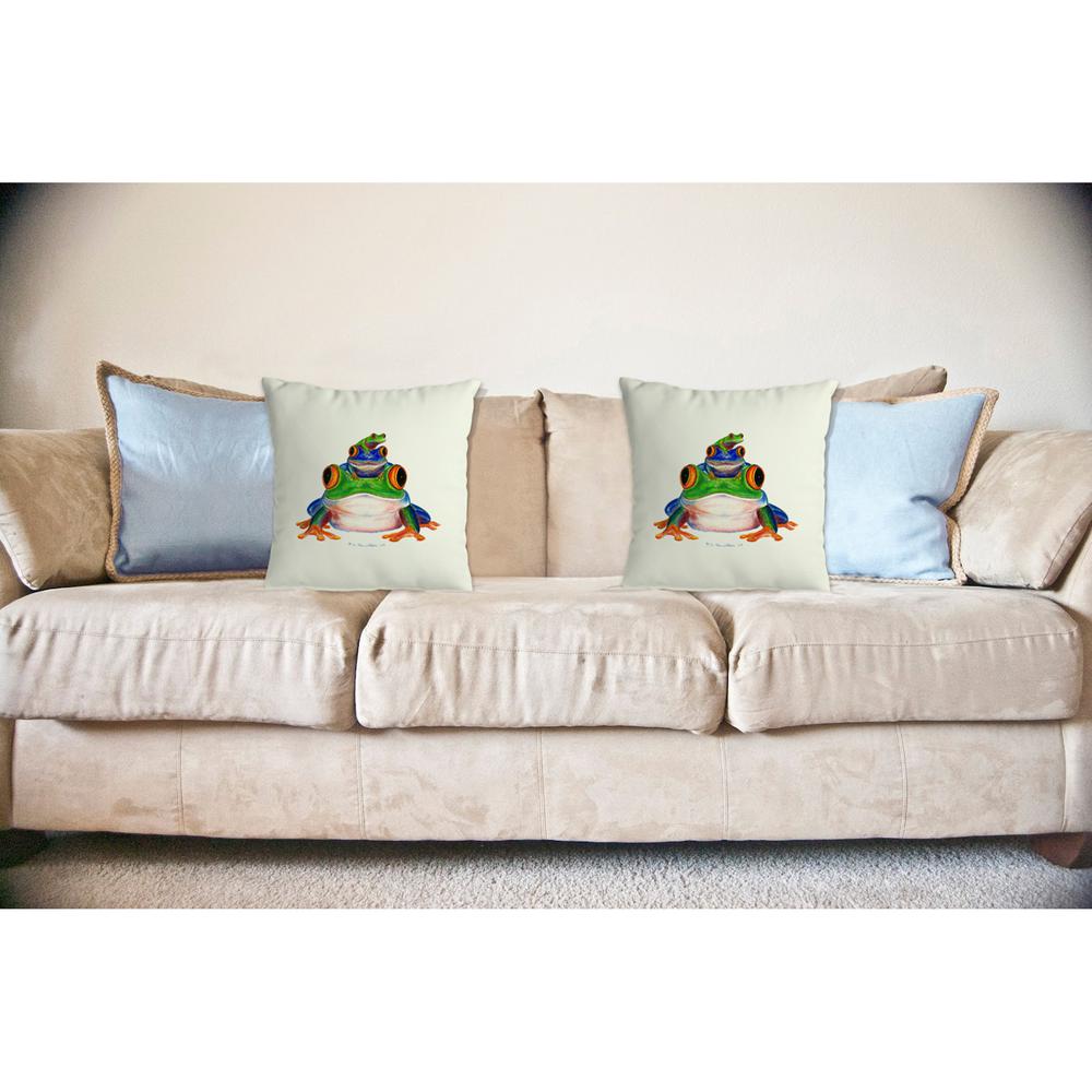 Stacked Frogs No Cord Pillow 18x18