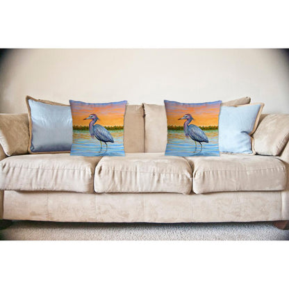 Heron & Sunset No Cord Pillow 18x18