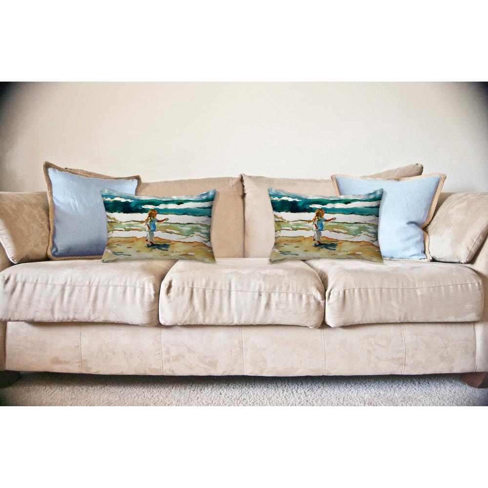 Girl at the Beach No Cord Pillow 16x20