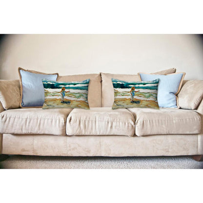 Girl at the Beach No Cord Pillow 16x20