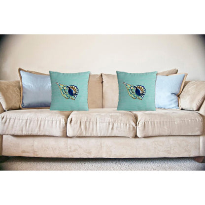 Betsy's Shell - Teal No Cord Pillow 18x18