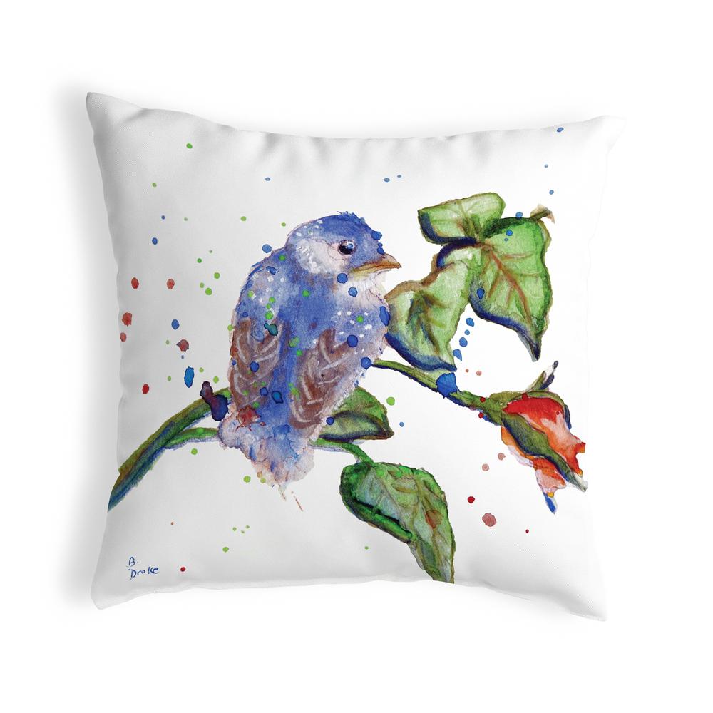Betsy's Blue Bird No Cord Pillow 18x18