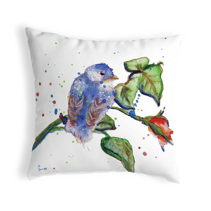 Betsy's Blue Bird No Cord Pillow 18x18