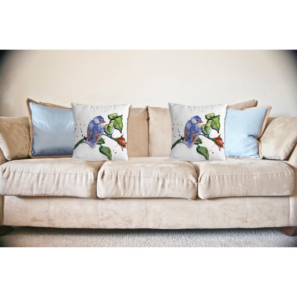 Betsy's Blue Bird No Cord Pillow 18x18