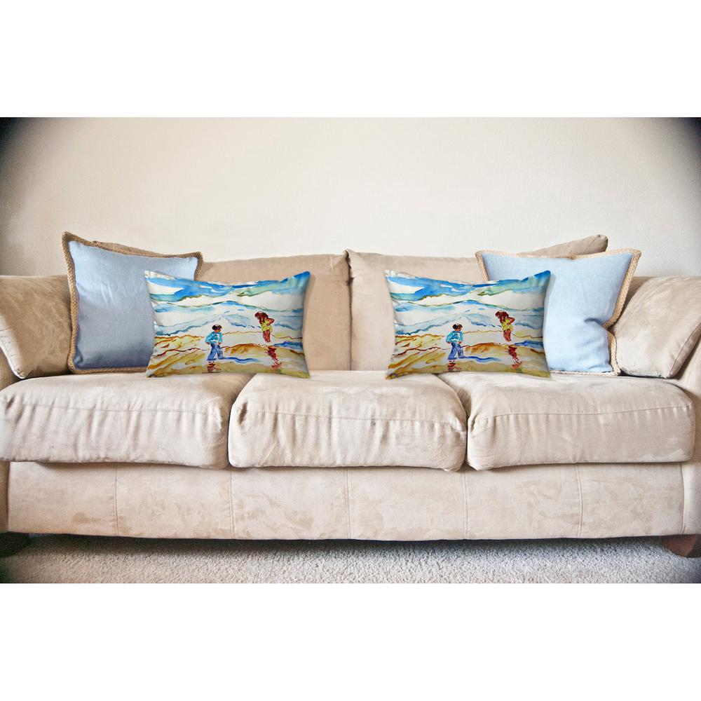 Wading at the Beach No Cord Pillow 16x20