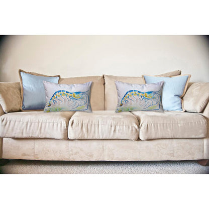 Blue Shrimp Noncorded Indoor/Outdoor Pillow 16x20