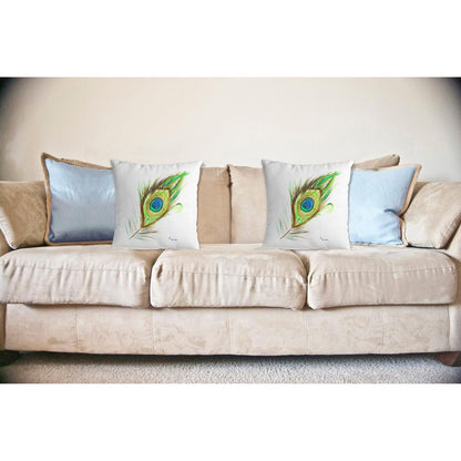 Peacock Feather No Cord Pillow 18x18