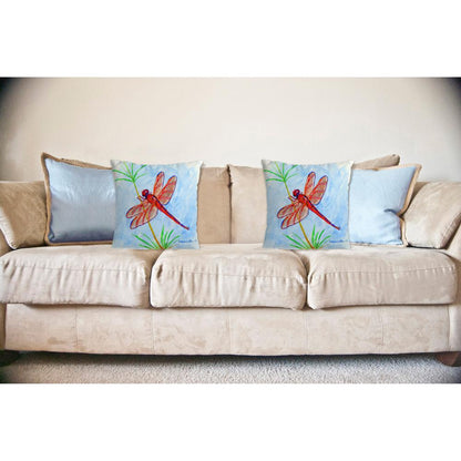 Red DragonFly No Cord Pillow 18x18