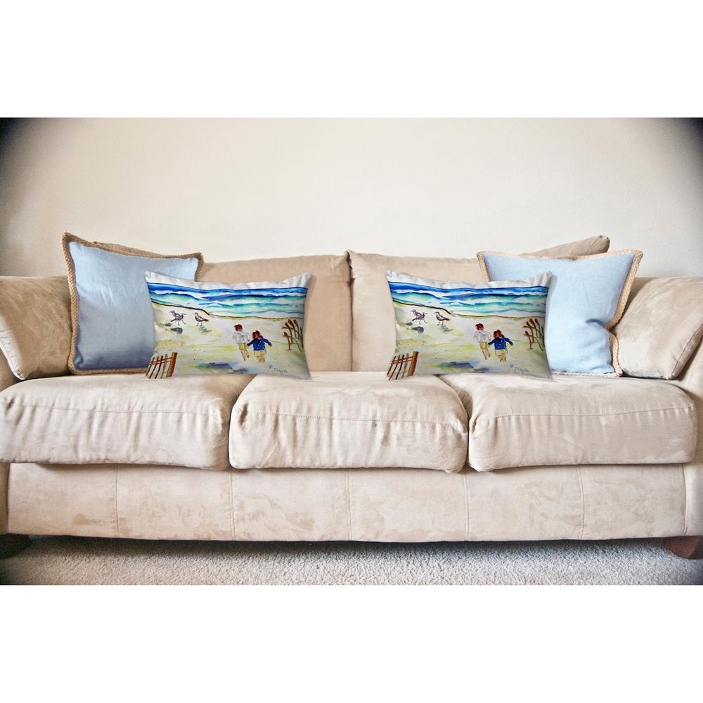 Running at the Beach No Cord Pillow 16x20