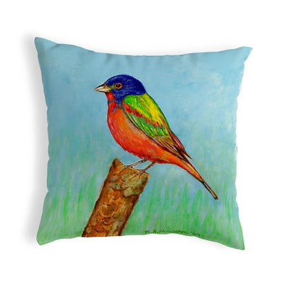Painted Bunting No Cord Pillow 18x18
