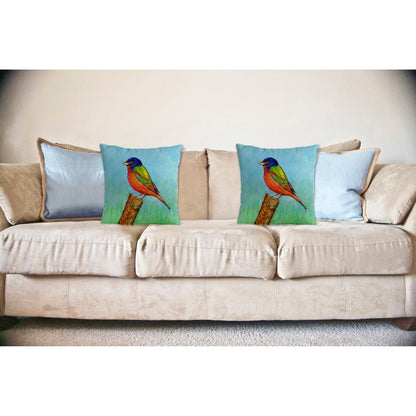 Painted Bunting No Cord Pillow 18x18