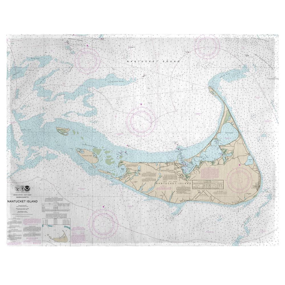 Nantucket Island, MA Nautical Map Place Mat Set of 4